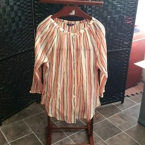 COPY - NWOT CHAPS 100 % COTTON SIZE 1X BUTTON FRONT PEASANT TOP/TUNIC WITH 3/4 …